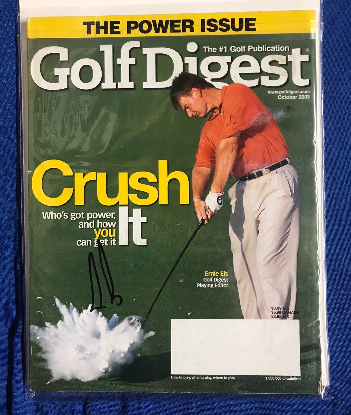Ernie Els Autographed Magazine Signed PGA Golf Autographed No Label
