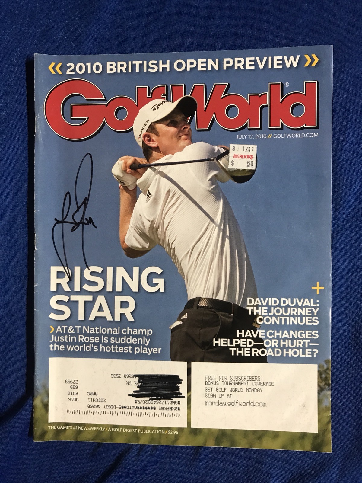 Justin Rose Autographed Magazine Signed PGA Golf Autographed Pricing Sticker