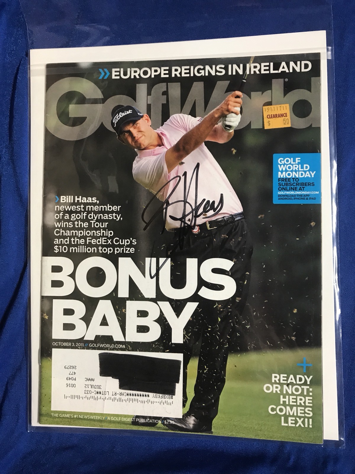 Bill Haas Magazine Signed PGA Golf Autographed Pricing Sticker