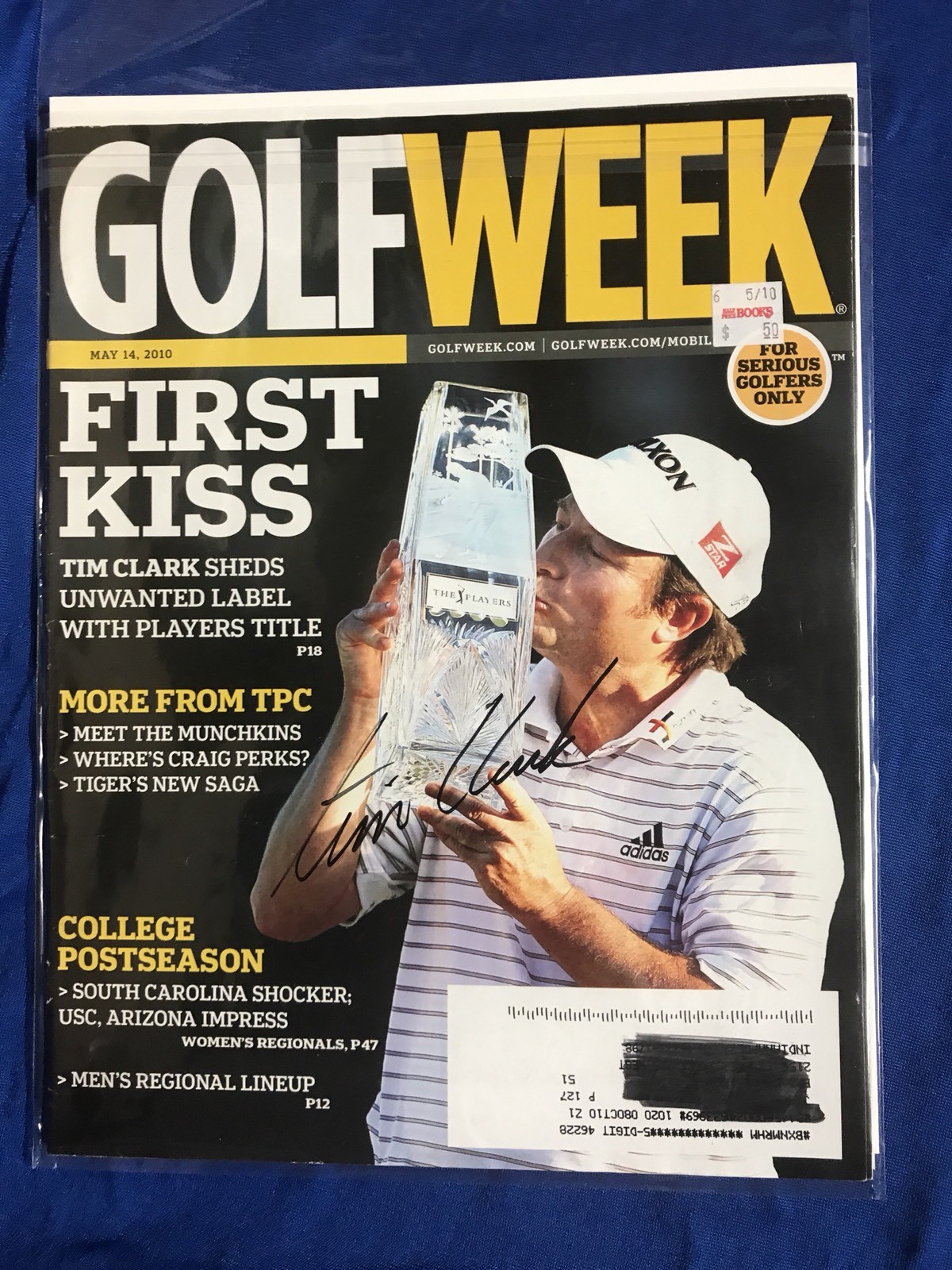 Tim Clark Magazine Signed PGA Golf Autographed Pricing Sticker