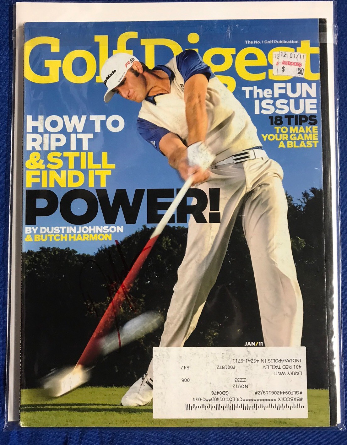 Dustin Johnson Autographed Magazine Signed PGA Golf Autographed Pricing Sticker