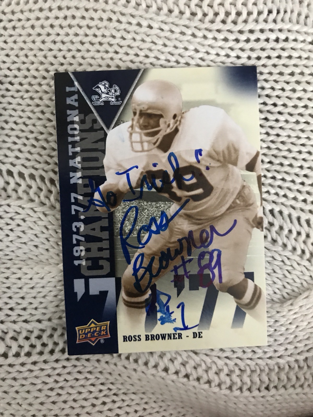 Ross Browner Signed Trading Card Autographed Notre Dame Irish Legend