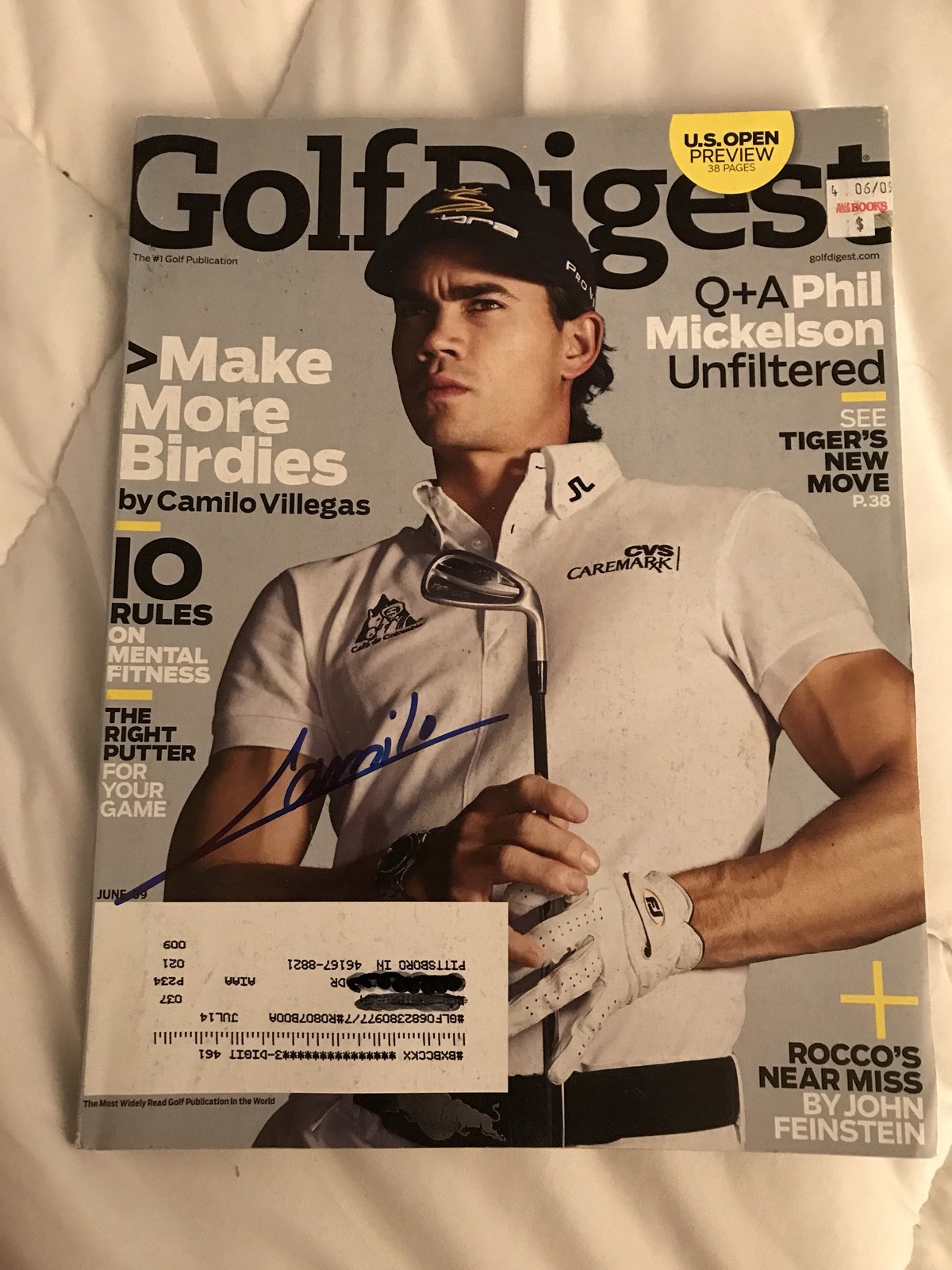 Camilo Villegas Autographed Magazine Signed PGA Golf Autographed Pricing Sticker