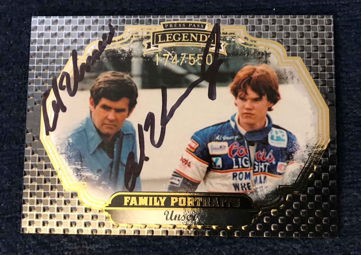 Signed Trading Card Indy 500 Car Indianapolis Al Unser & Little Jr Autographed