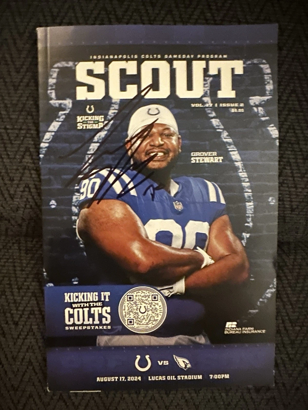 2024 Indianapolis Colts Grover Stewart Signed Scout Program Magazine 8/17/24