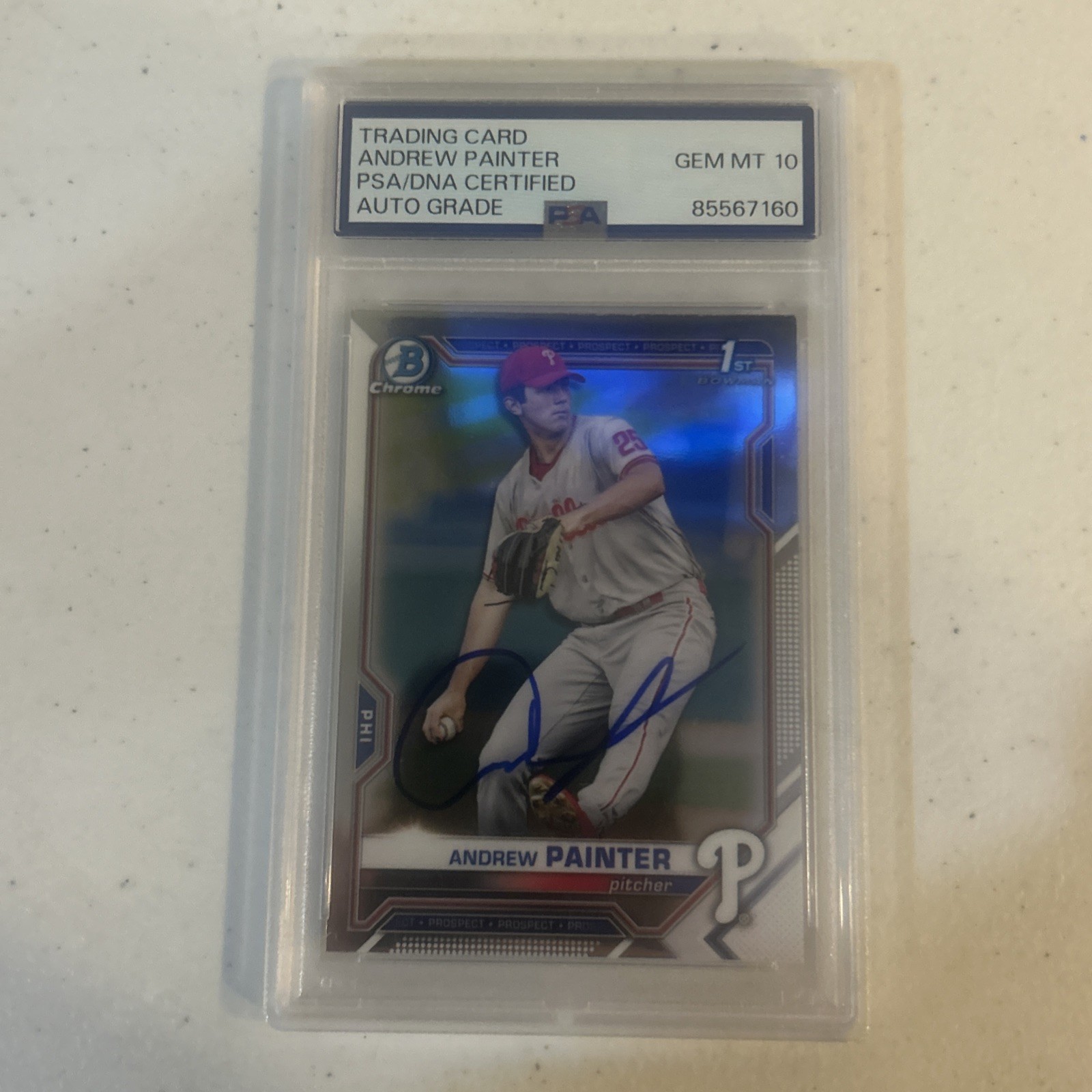 ANDREW PAINTER SIGNED AUTO 2021 1st BOWMAN CHROME SIGNED AUTOGRAPH CARD PSA MT10