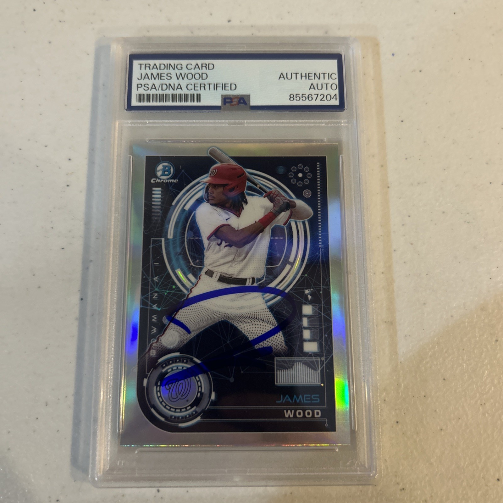 JAMES WOOD SIGNED AUTOGRAPH 2024 BOWMAN CHROME RC PSA COA SLABBED AUTO NATIONALS