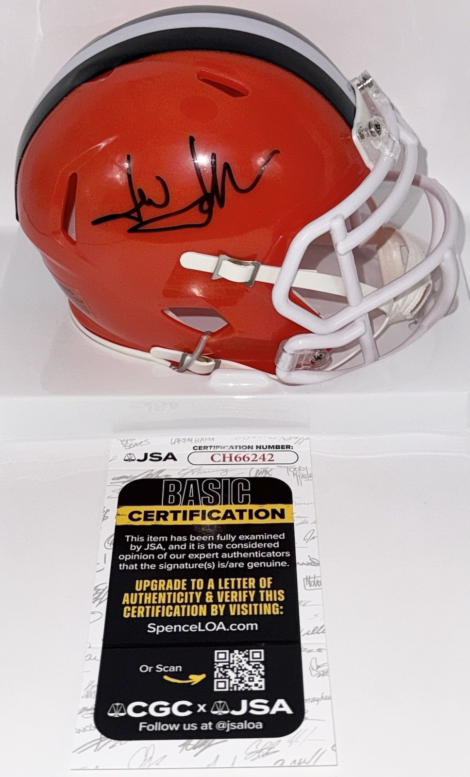 JW Johnson Signed Autographed Cleveland Browns Mini Helmet JSA COA