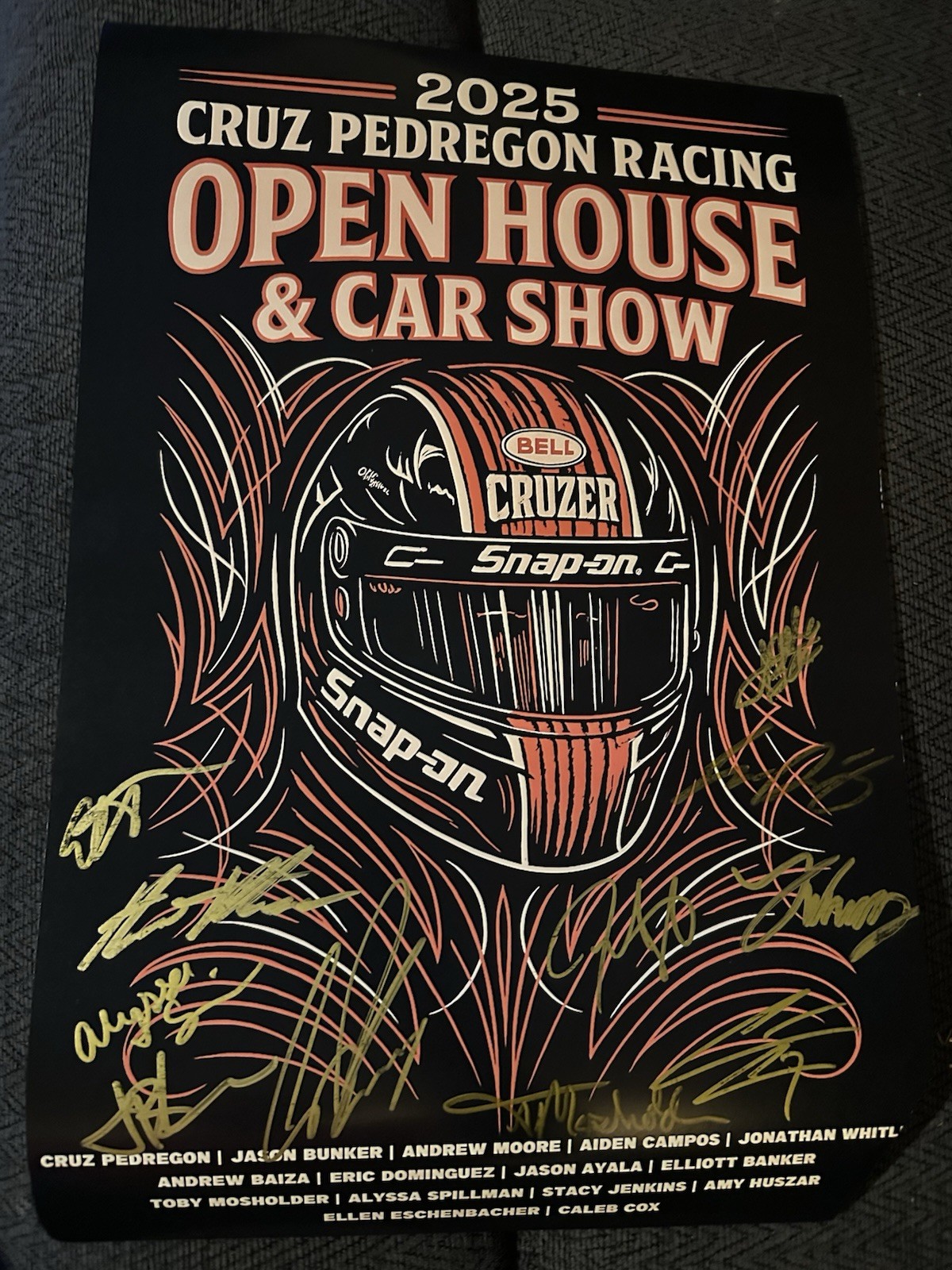 NHRA Funny Car Cruz Pedregon & Crew Signed Poster Autographed 2025 US Nationals