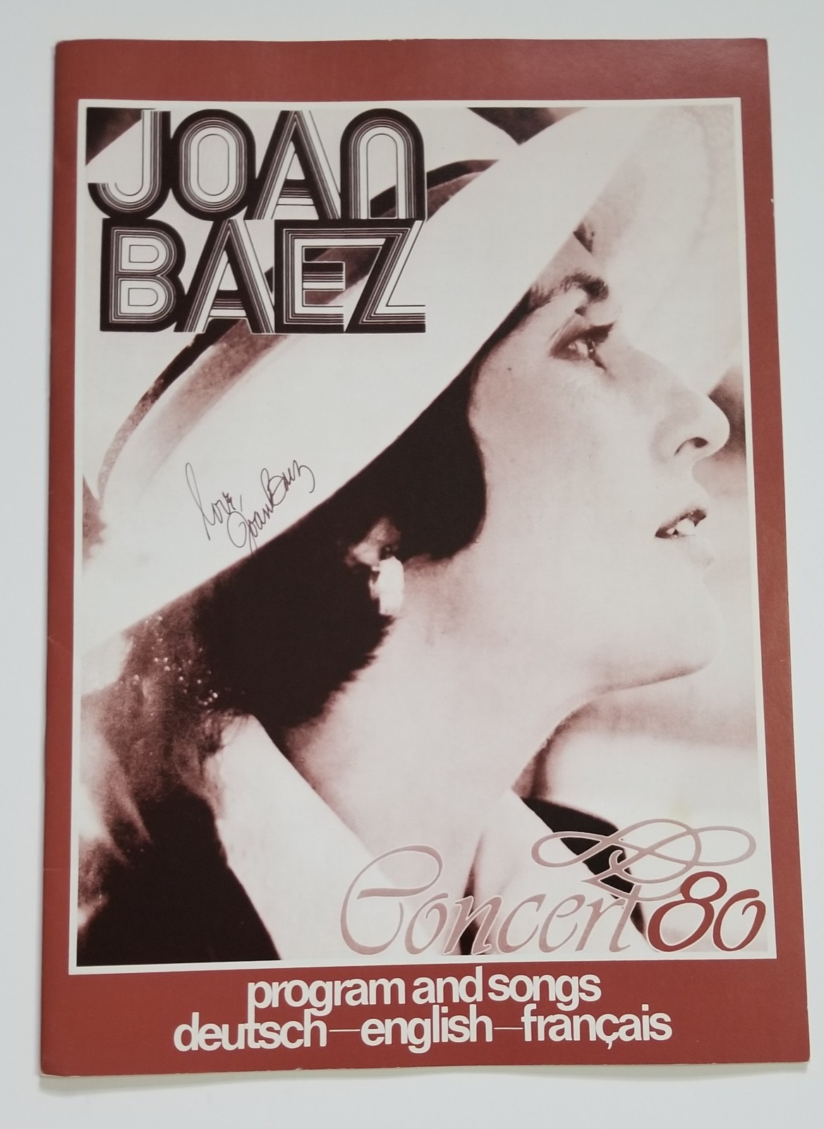 Joan Baez REAL hand SIGNED 1980 Concert Program and Songs JSA COA Autographed