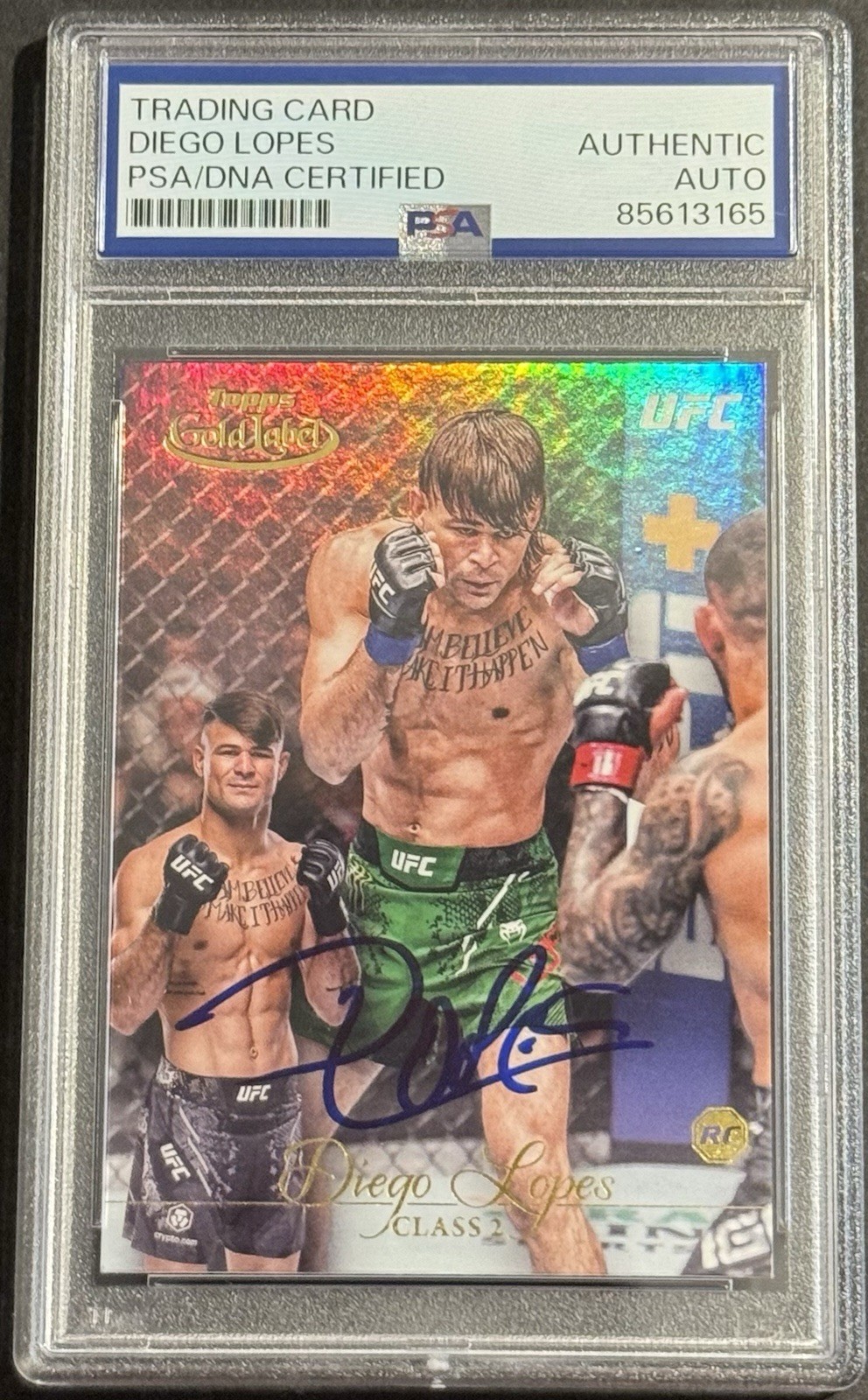 Diego Lopes Signed 2024 Topps Gold Label UFC Rookie On Card Auto PSA/DNA Slabbed
