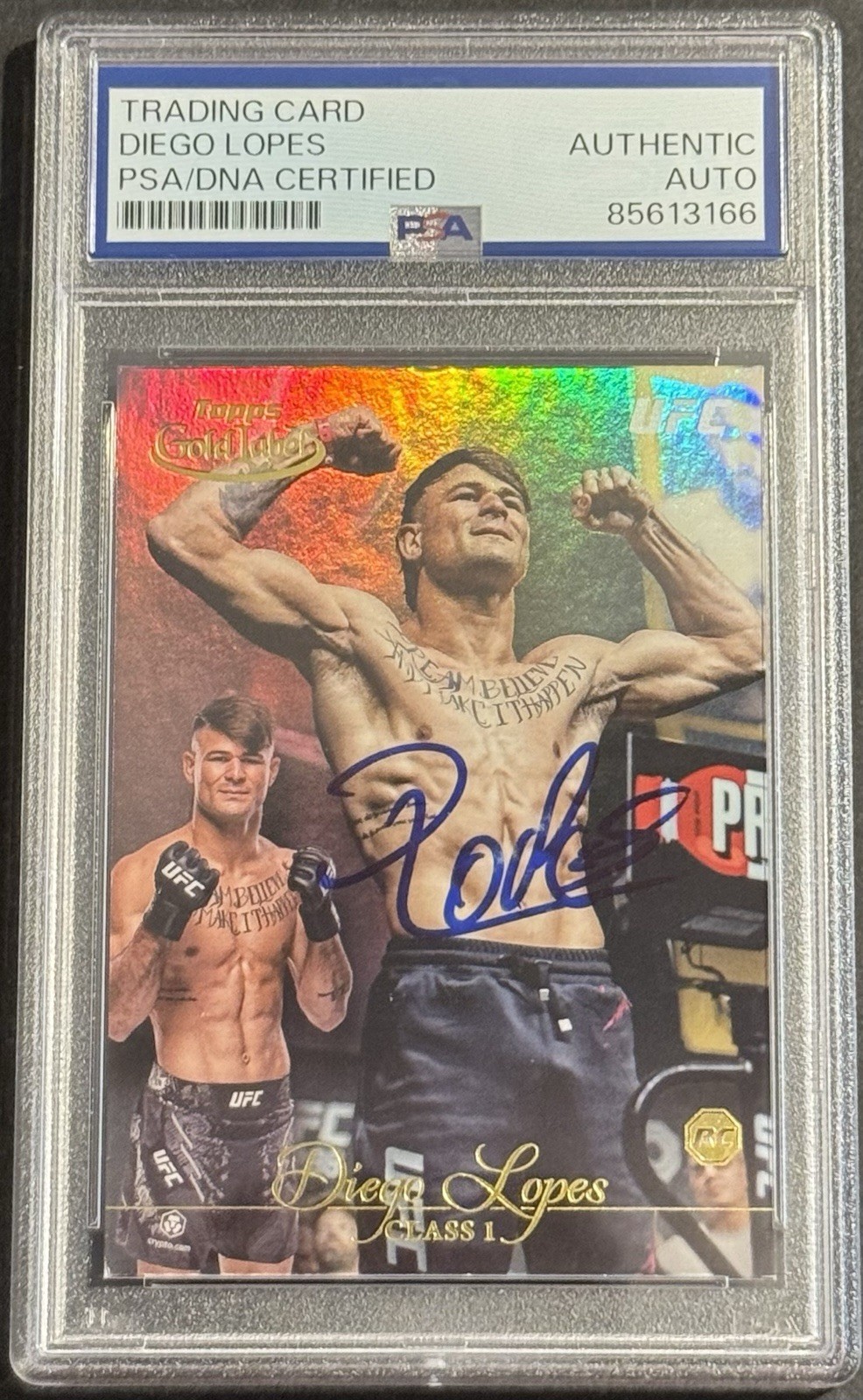 Diego Lopes Signed 2024 Topps Gold Label UFC Rookie On Card Auto PSA/DNA Slabbed