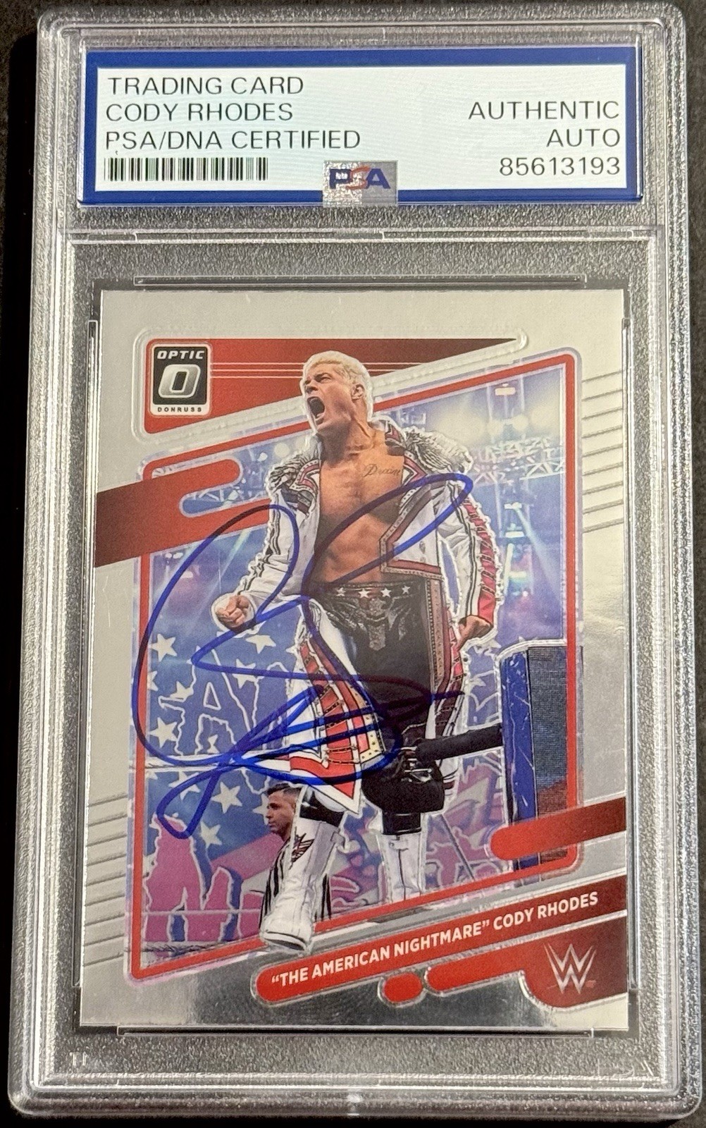 CODY RHODES SIGNED AUTO 2022 WWE CHRONICLES OPTIC CARD PSA/DNA SLABBED AMERICAN COLLECTIBLE MEMORABILIA