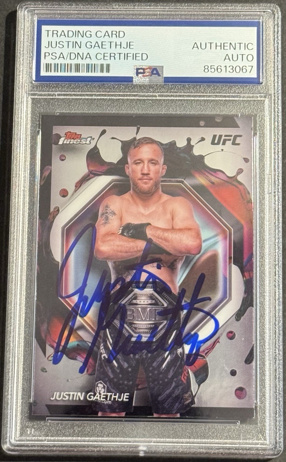 Justin Gaethje Signed Auto 2024 Topps Finest Rare UFC Card PSA/DNA Slabbed