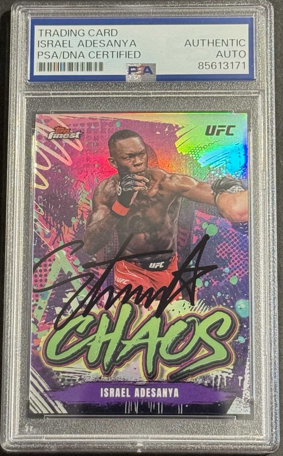 Israel Adesanya Signed Auto 2024 Topps Finest Chaos UFC Card PSA/DNA Slabbed