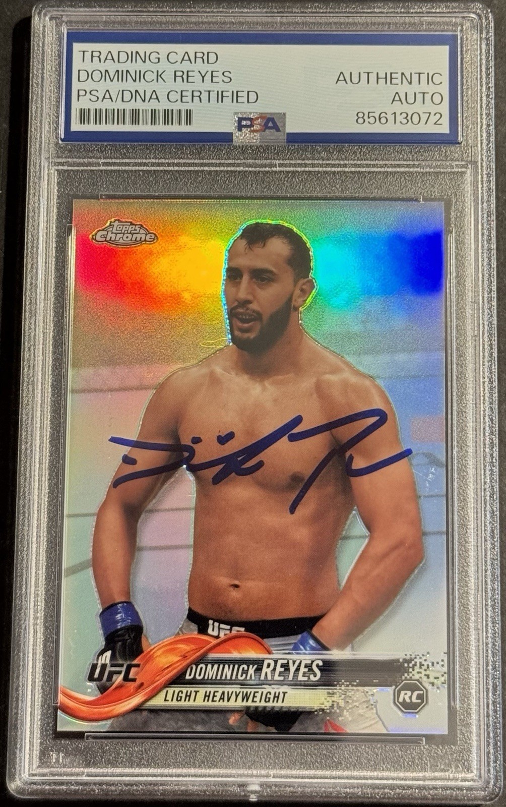 Dominick Reyes Signed 2018 Topps Chrome Refractor UFC Rookie Card PSA/DNA Slab