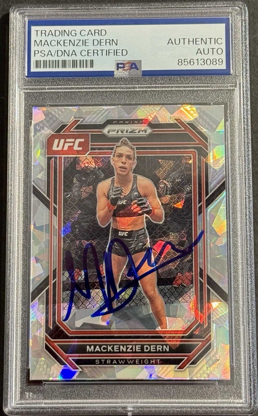 Mackenzie Dern Signed Auto 2023 Prizm Cracked Ice UFC Card PSA/DNA Slabbed