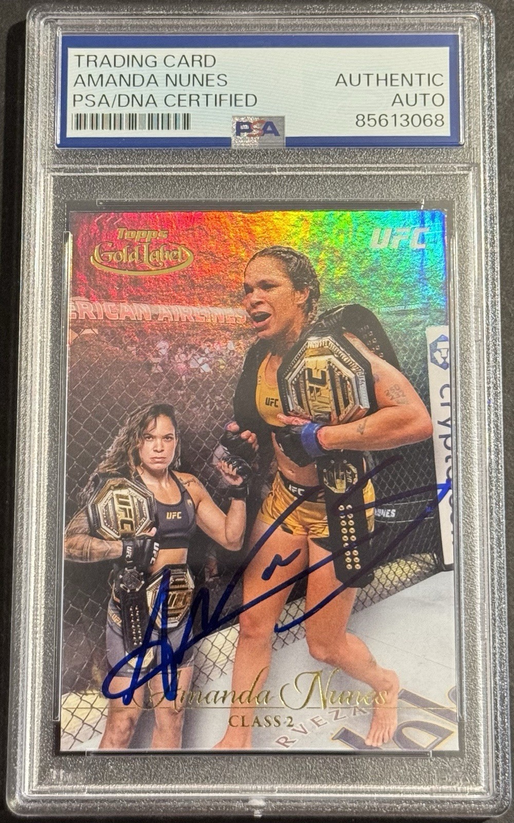 Amanda Nunes Signed 2024 Topps Gold Label UFC Card PSA/DNA Slabbed