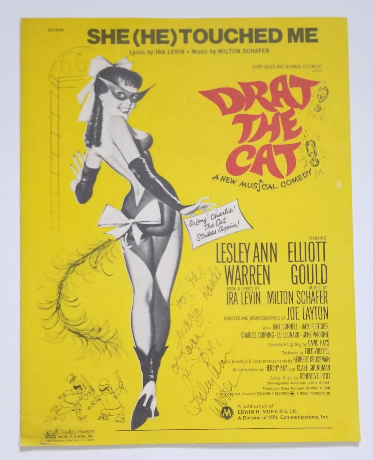 Lesley Ann Warren SIGNED Drat The Cat Musical Sheet Music JSA COA Autographed