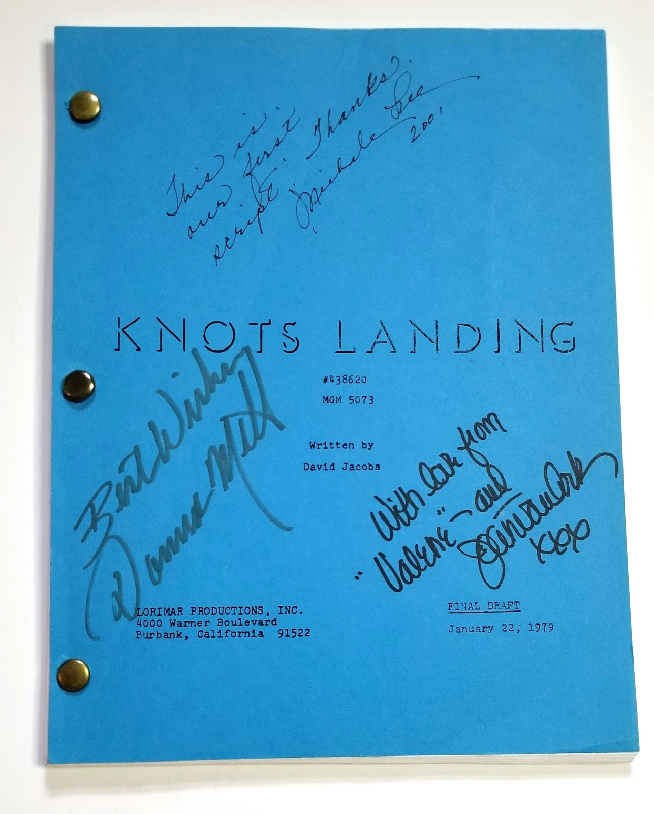 Knots Landing cast SIGNED Pilot Episode Script JSA COA Michele Lee Mills Van Ark