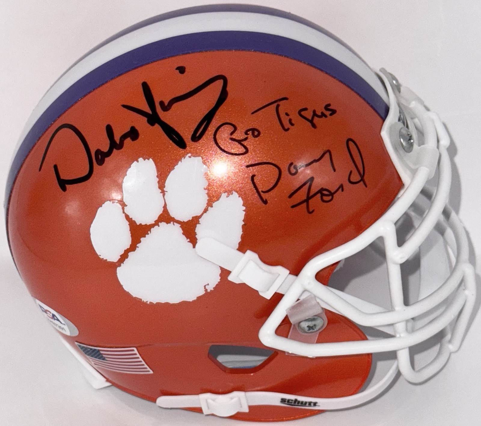 Dabo Swinney & Danny Ford Signed Clemson Tigers Mini Helmet PSA/DNA COA Champs