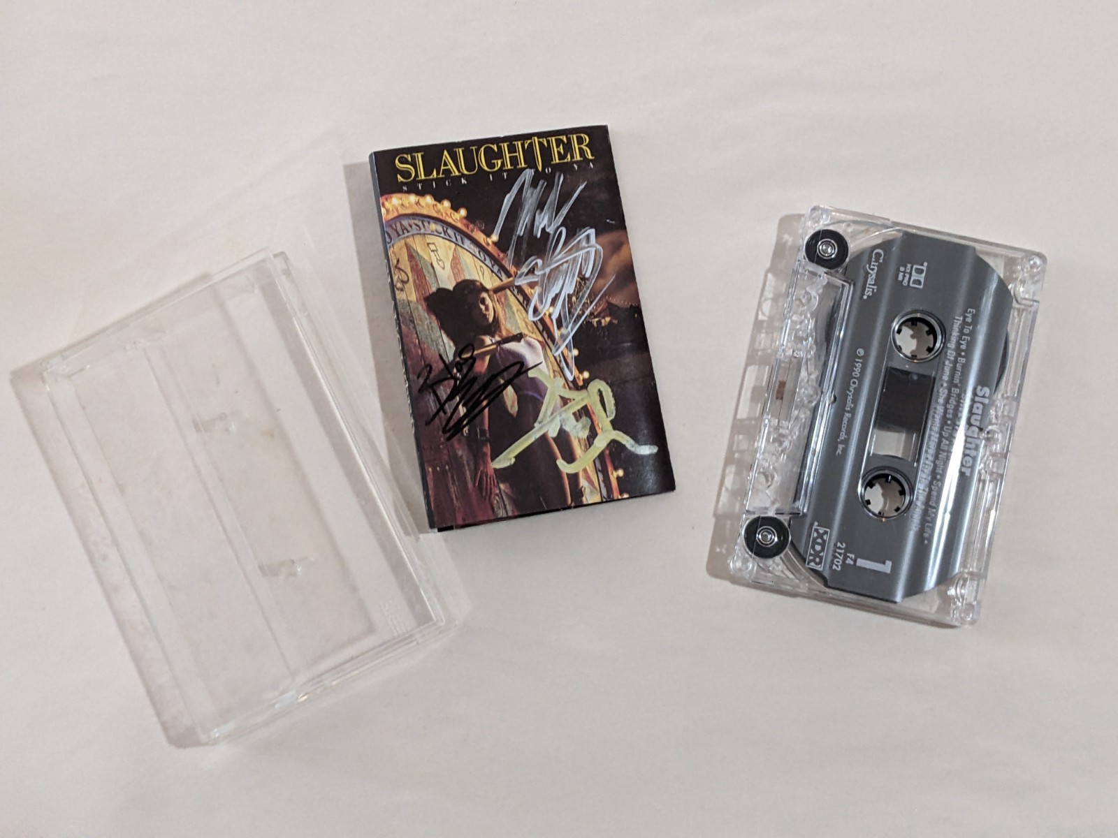 Slaughter SIGNED Stick It To Ya Cassette Tape COA Autographed Mark, Dana, Blas