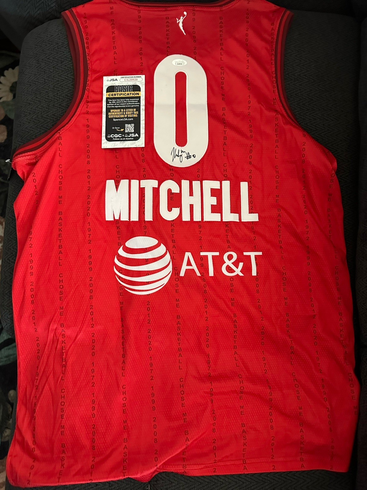 Kelsey Mitchell SIGNED Indiana Fever Jersey L JSA Authentication COA