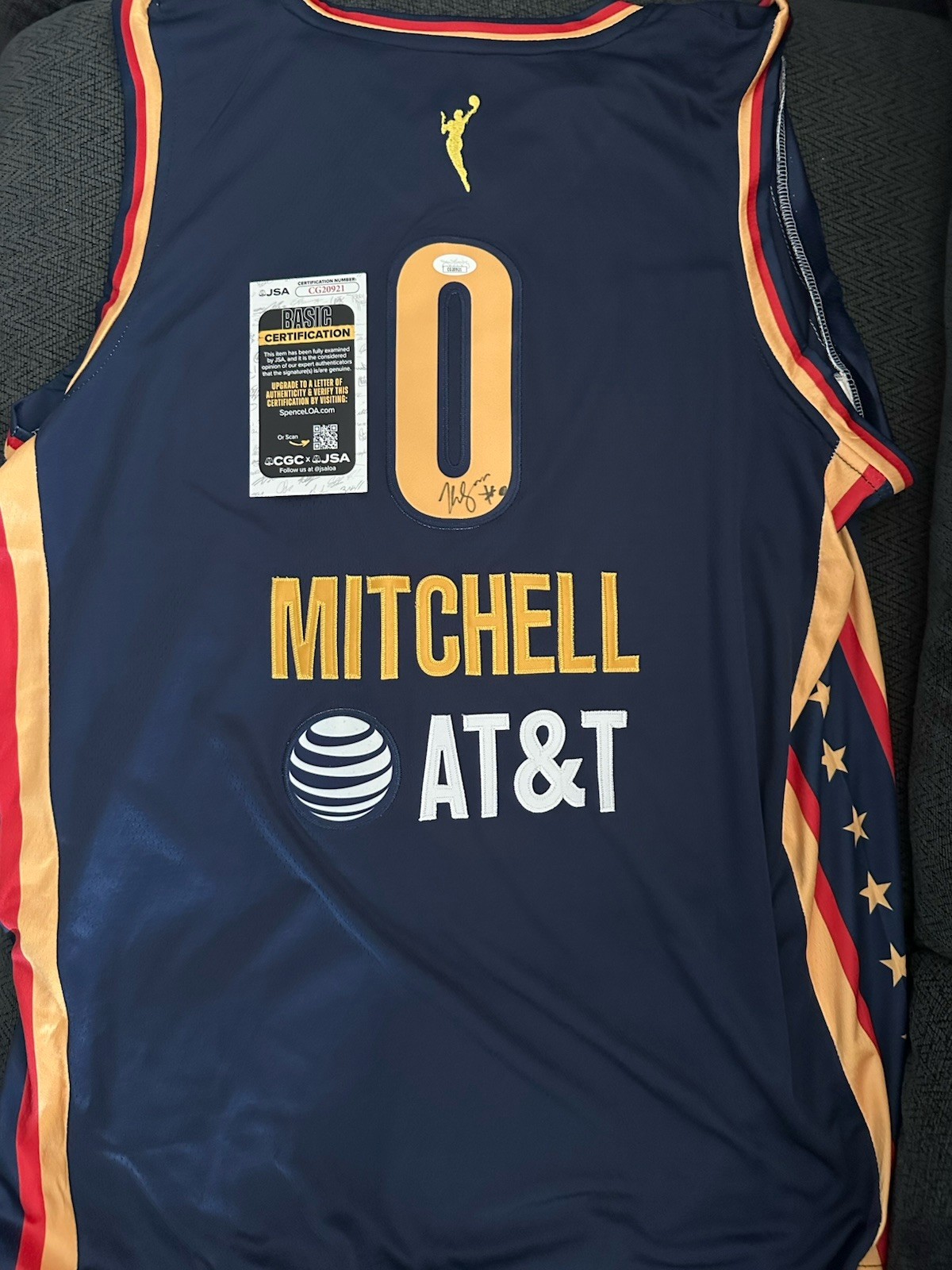 Kelsey Mitchell SIGNED Indiana Fever Jersey L JSA Authentication COA