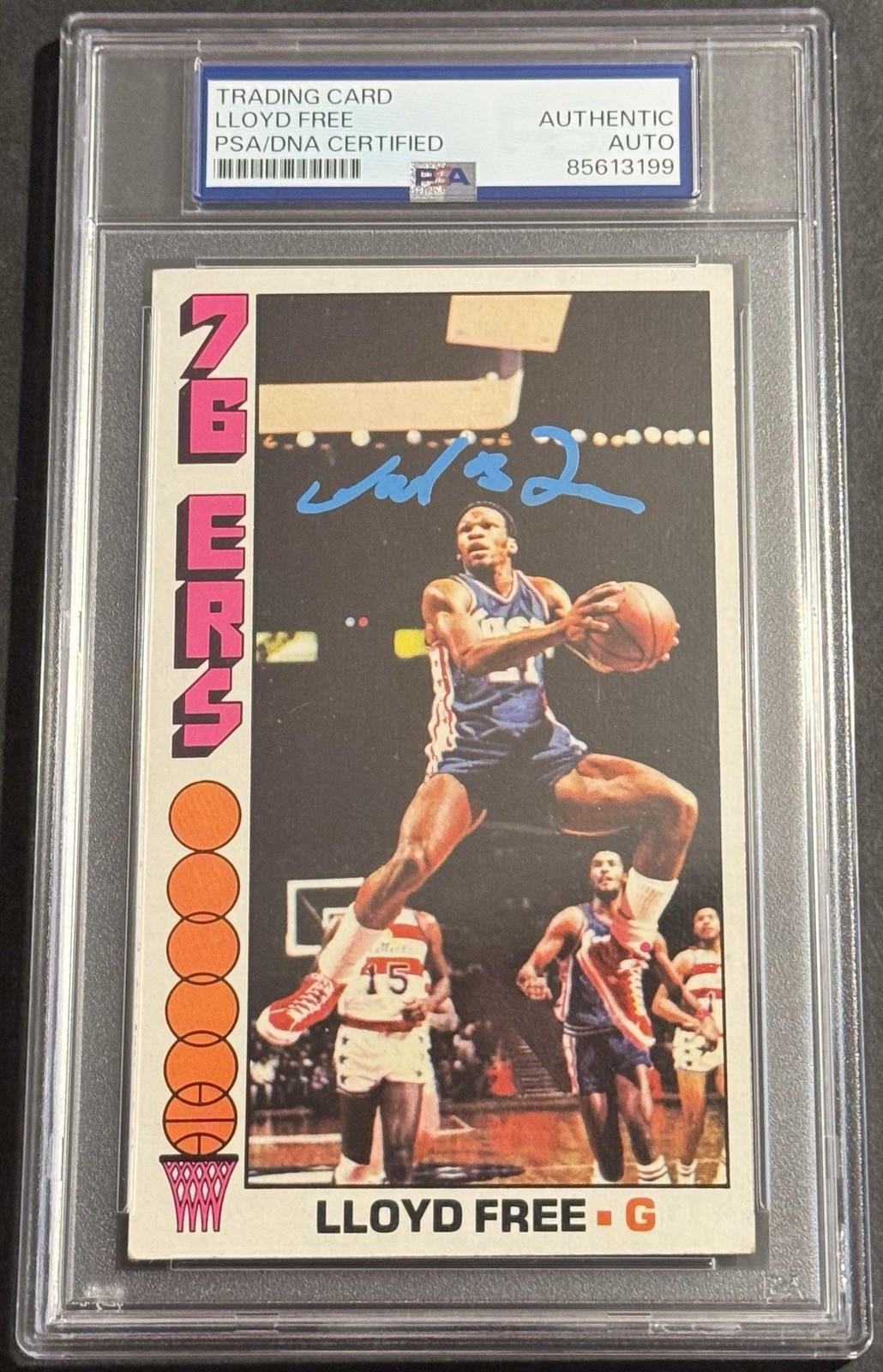 Lloyd World B. Free Signed Auto 1969 Topps Rookie Card Sixers PSA/DNA Slabbed