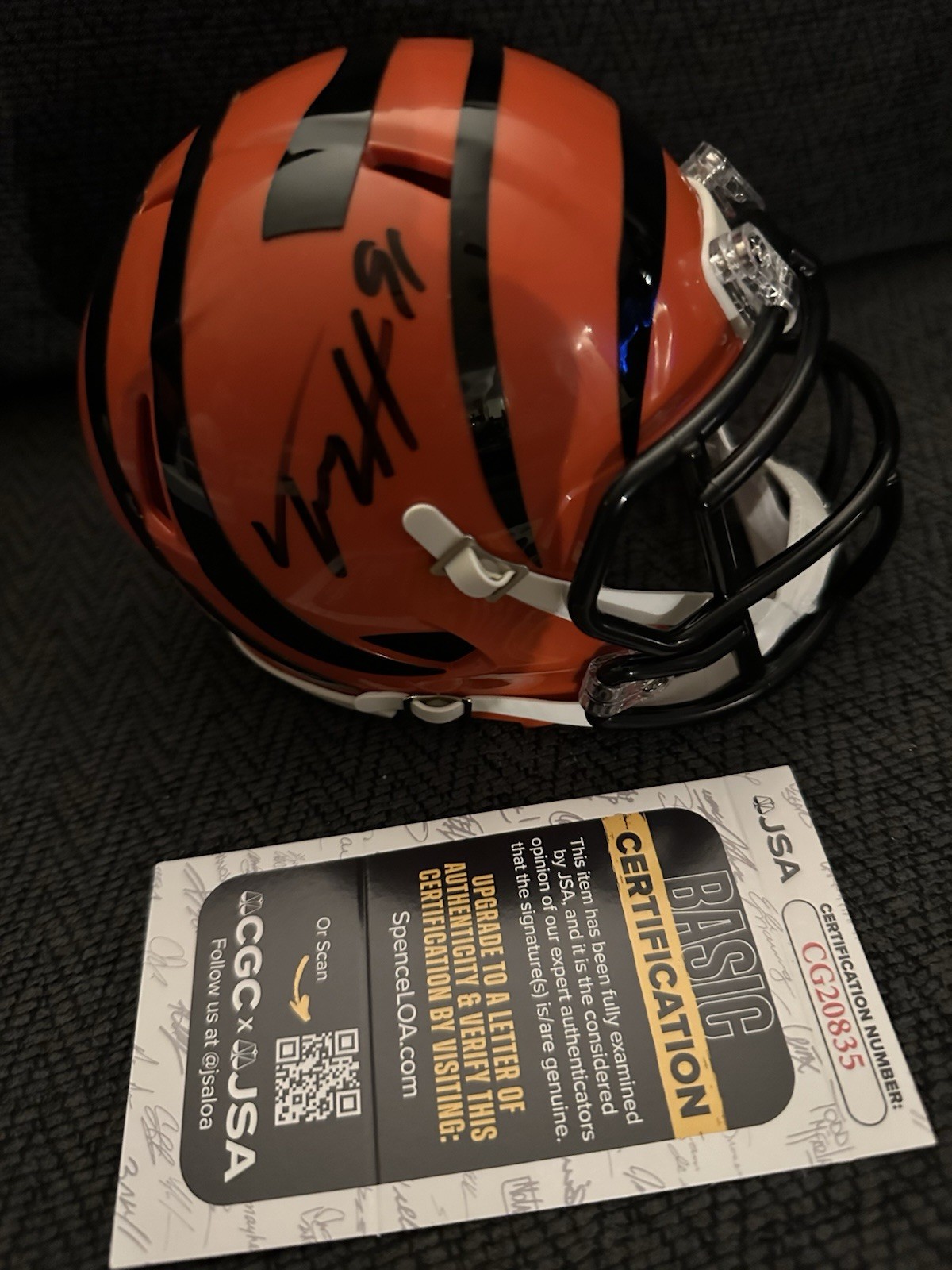 Trey Hendrickson Bengals Signed Mini Helmet Auto JSA Authenticated COA