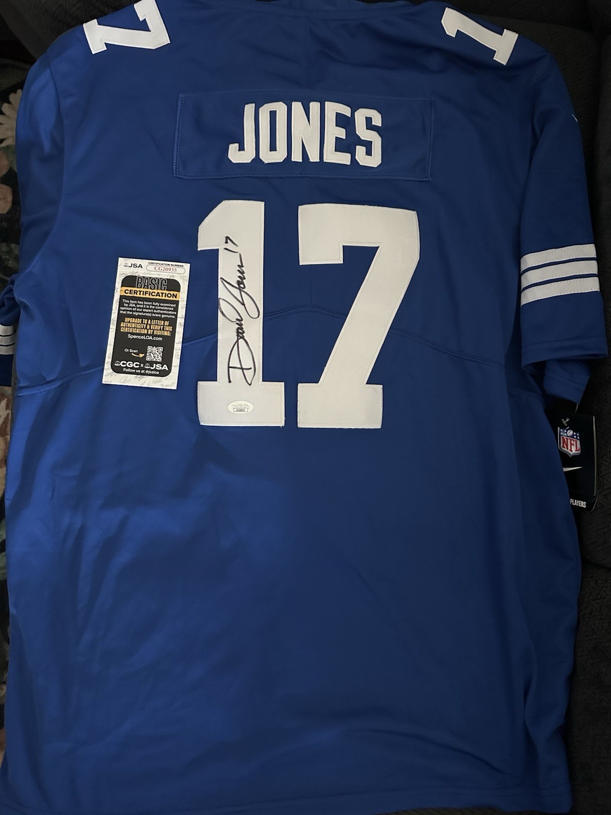 Daniel Jones SIGNED Indianapolis Colts Jersey Stitched XL JSA Authentication COA