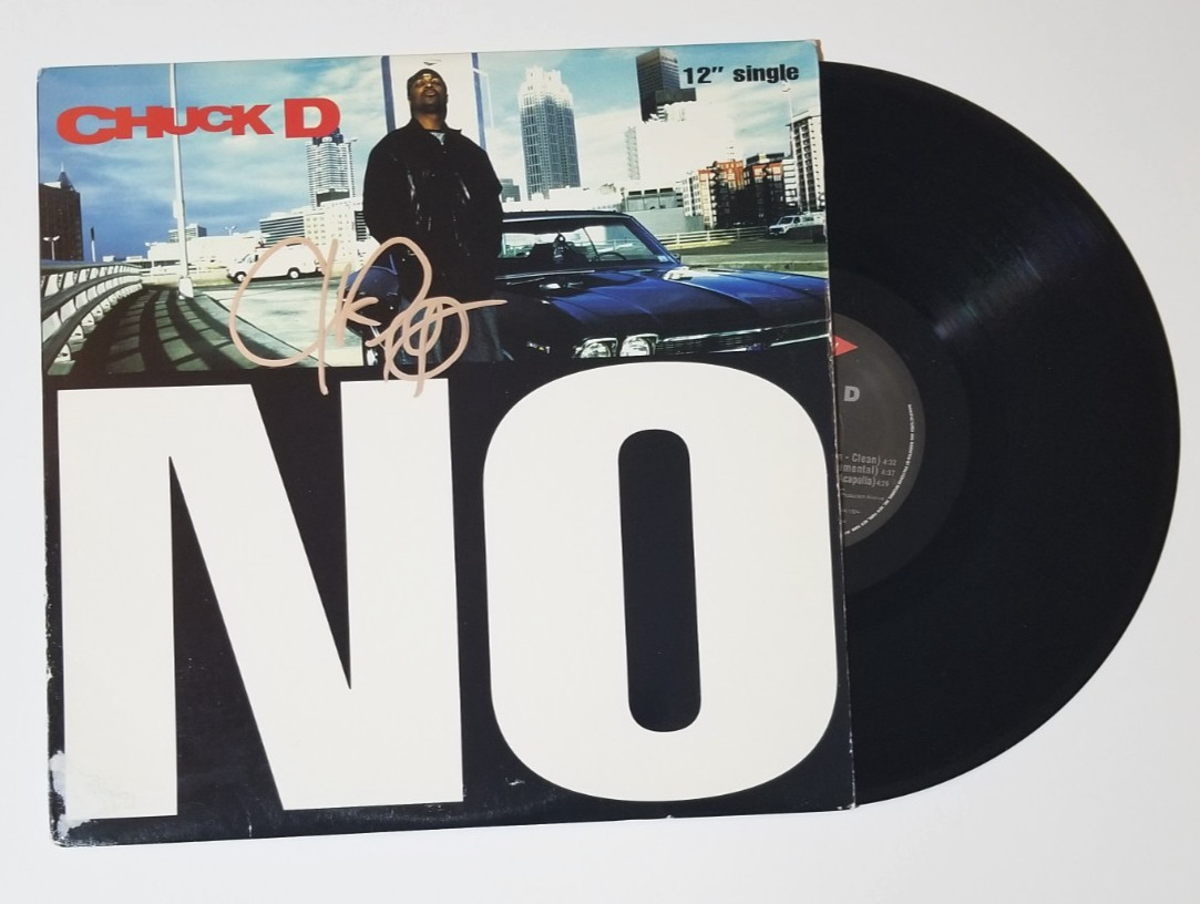 Chuck D of Public Enemy REAL hand SIGNED NO Record Vinyl SIngle COA Autographed