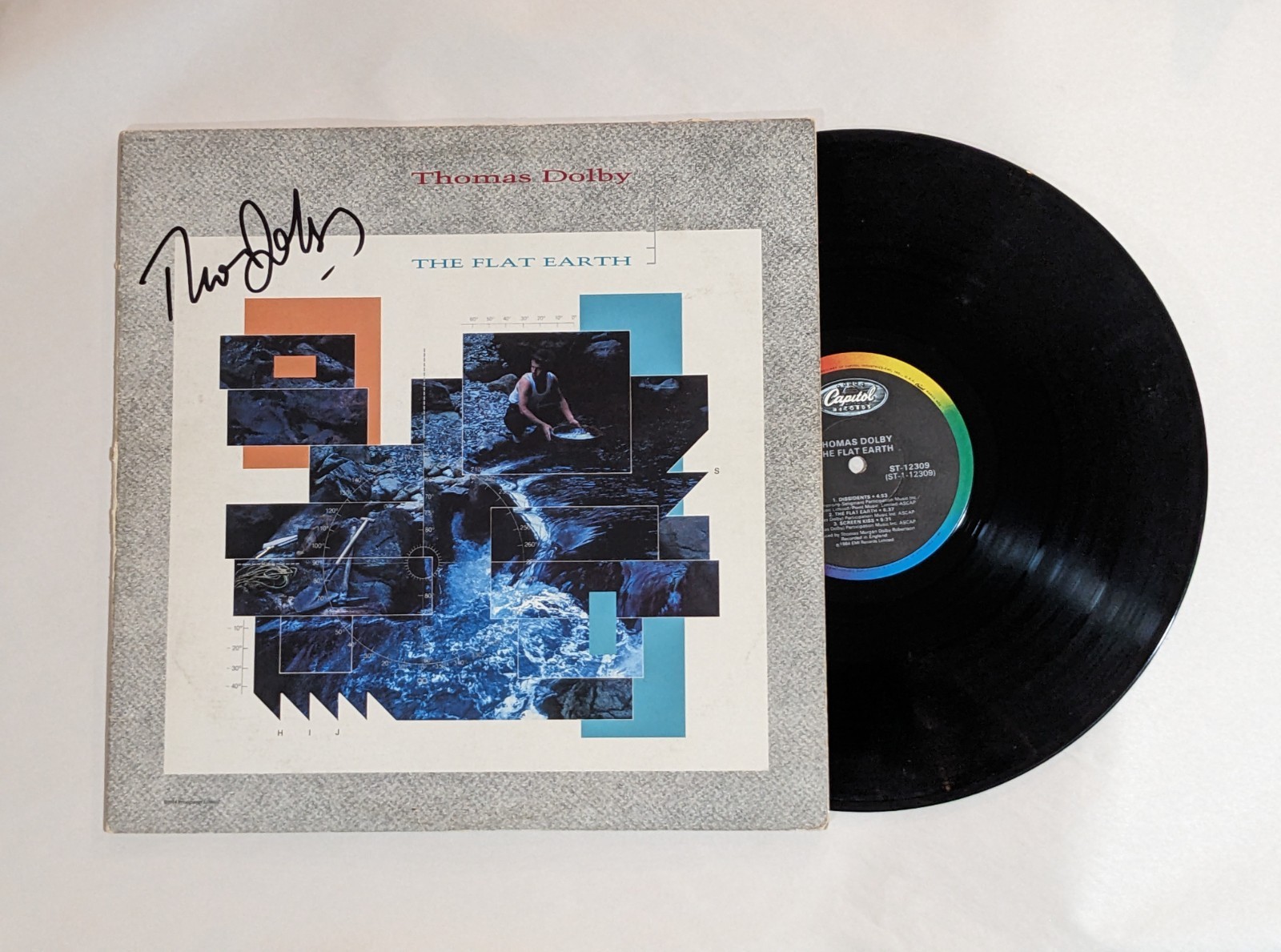 Thomas Dolby REAL hand SIGNED The Flat Earth Vinyl Record COA Autographed