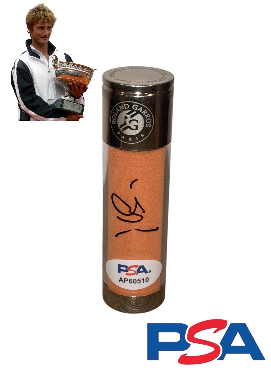 Juan Carlos Ferrero Signed Roland Garros French Open Match Used Clay PSA AUTO