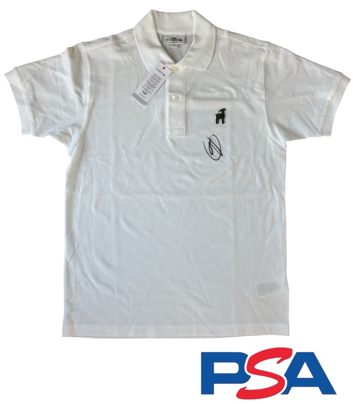NOVAK DJOKOVIC SIGNED 2025 LACOSTE X THE GOAT COLLECTION TENNIS POLO PSA AUTO