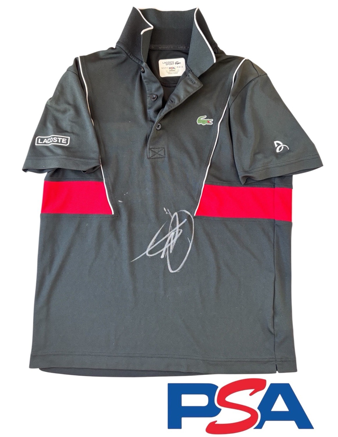 Novak Djokovic Signed Autographed Lacoste Sport Tennis Polo Shirt PSA AUTO GOAT