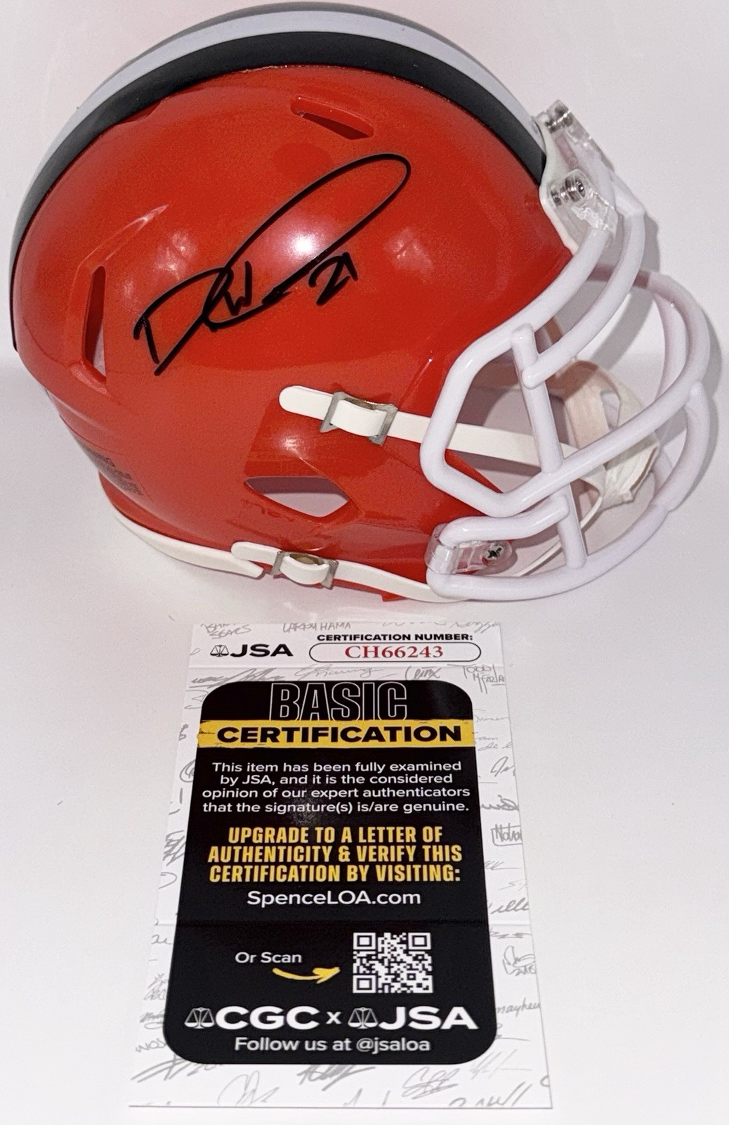 Denzel Ward Signed Autographed Cleveland Browns Mini Helmet JSA COA