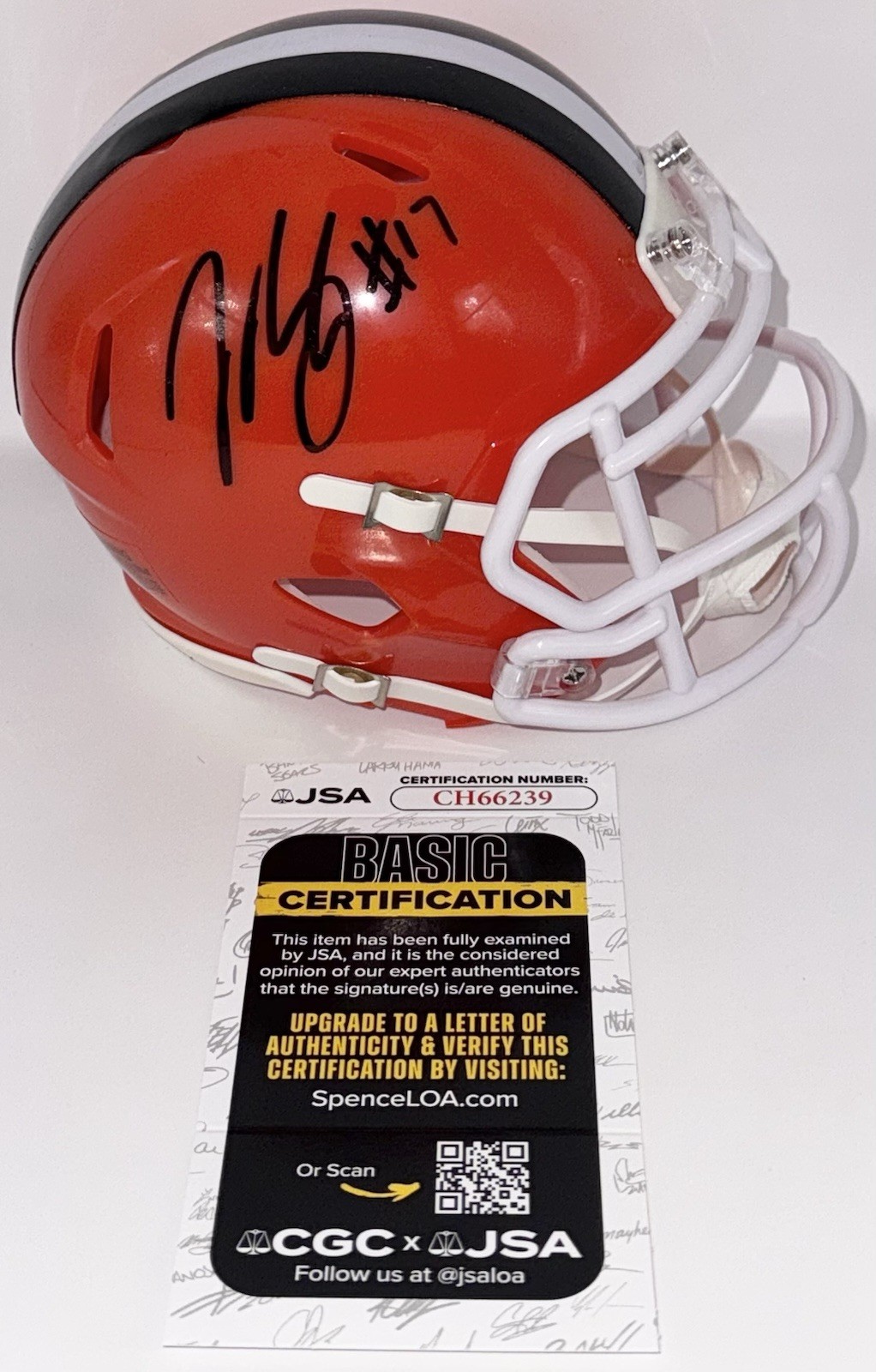 Jerome Baker Sr Signed Autographed Cleveland Browns Mini Helmet JSA COA