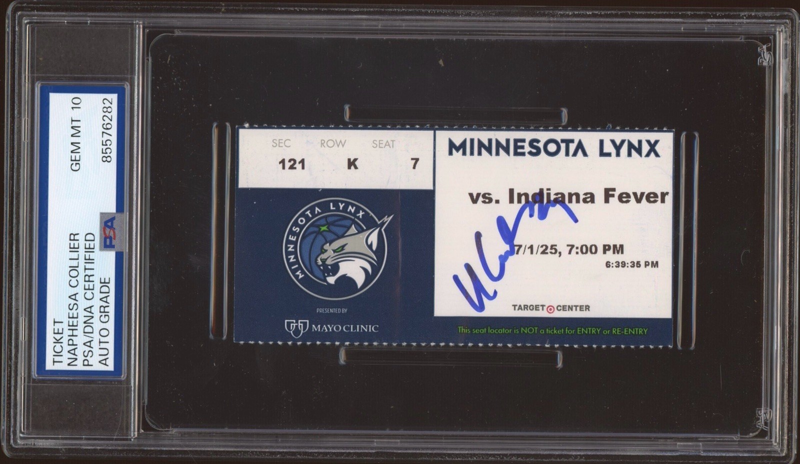 Napheesa Collier Signed 2025 WNBA Commissioners Cup Ticket PSA GEM 10 AUTO LYNX