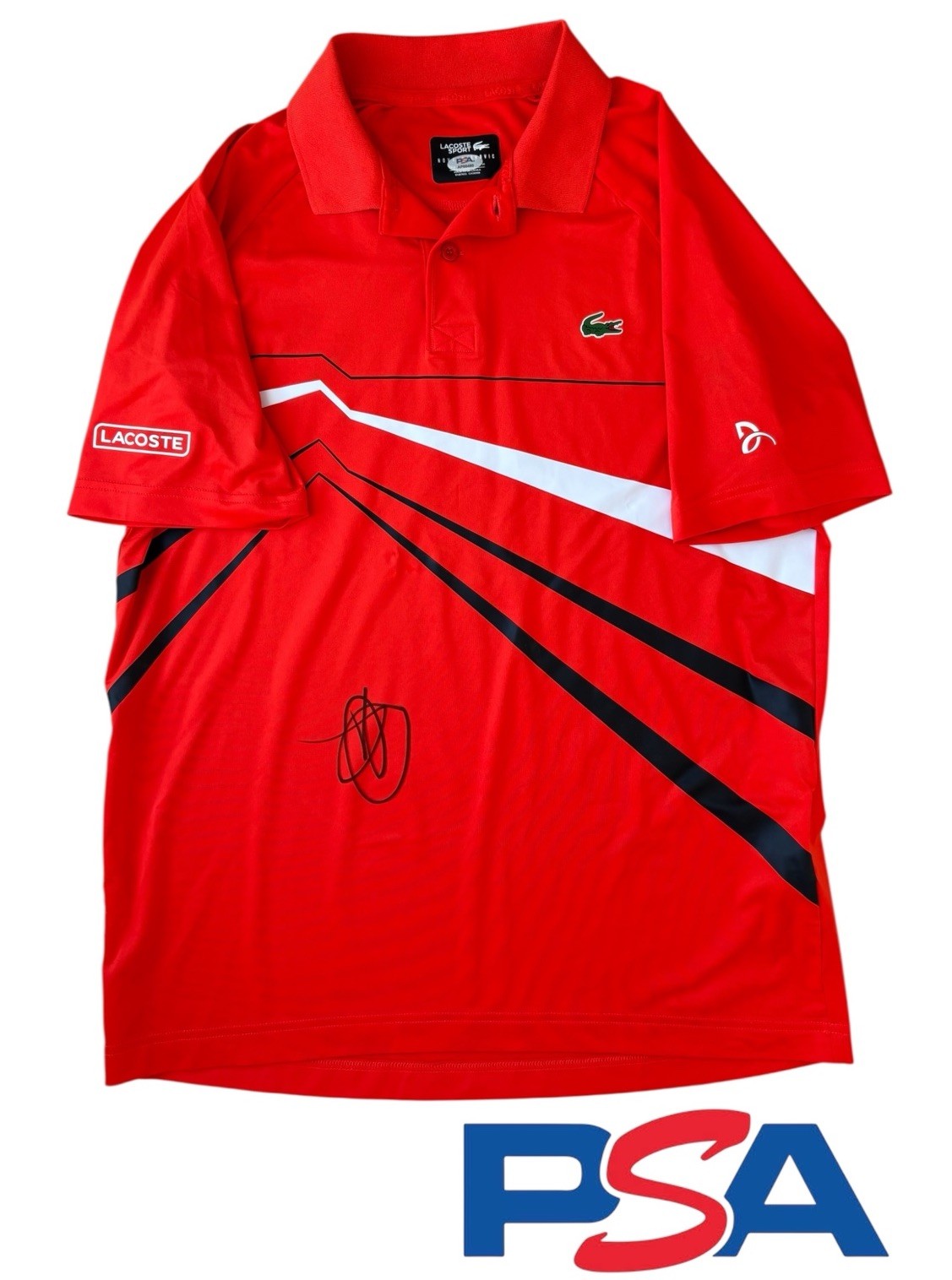 Novak Djokovic Signed Autographed Lacoste Sport Tennis Polo Shirt PSA AUTO GOAT