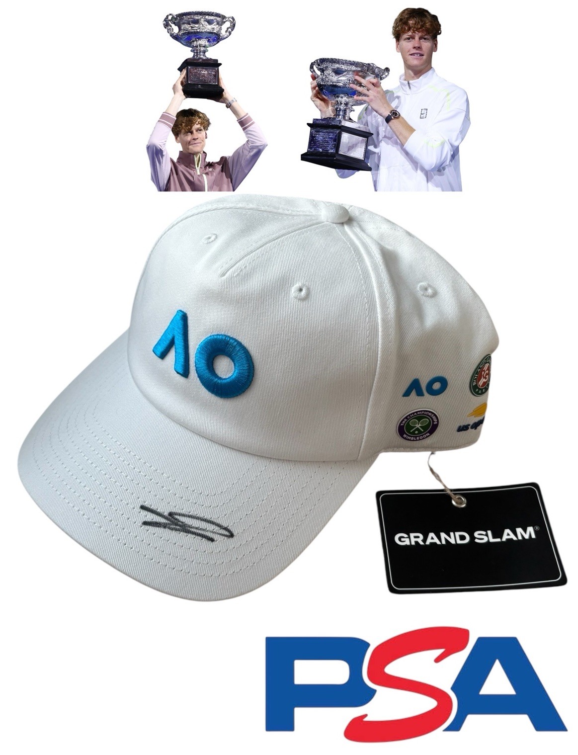 Jannik Sinner Signed Australian Open Grand Slam Limited Edition Hat Cap PSA AUTO