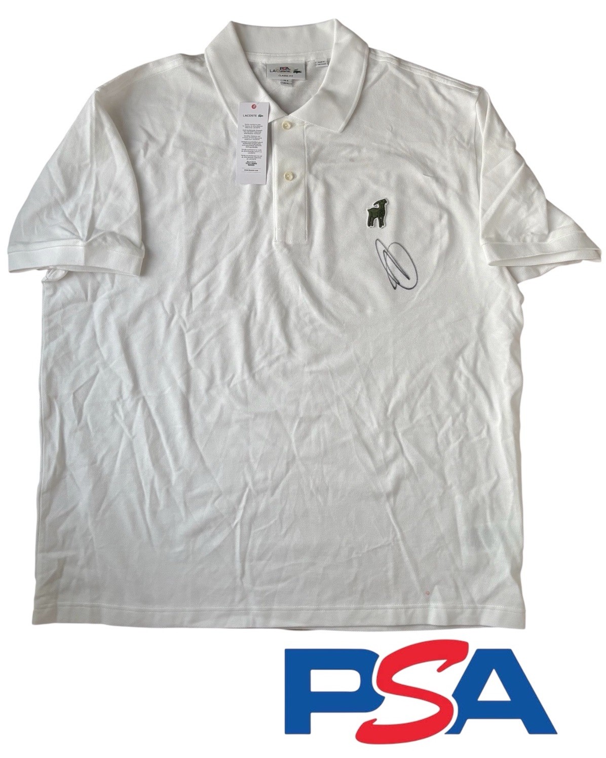 NOVAK DJOKOVIC SIGNED 2025 LACOSTE X THE GOAT COLLECTION TENNIS POLO PSA AUTO