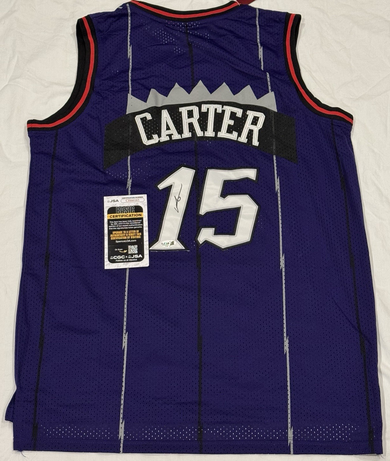 Vince Carter Signed Autographed Toronto Raptors Throwback Jersey JSA COA