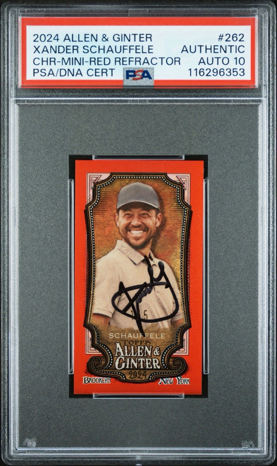 2024 Topps Allen & Ginter Xander Schauffele Chrome Mini Red /5 PSA GEM 10 AUTO