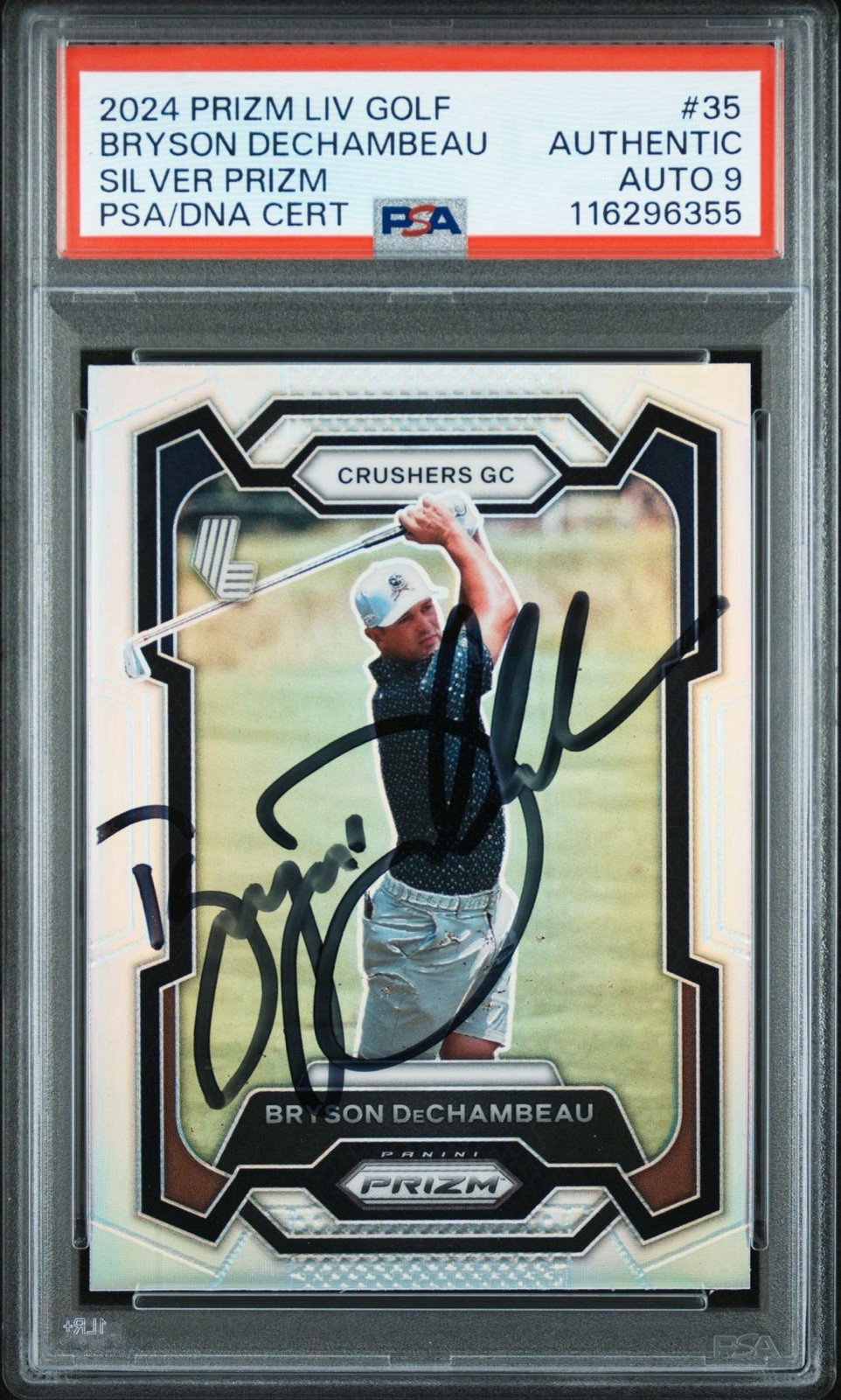 2024 Panini Prizm LIV Golf #35 Bryson DeChambeau Signed Silver PSA MINT 9 AUTO