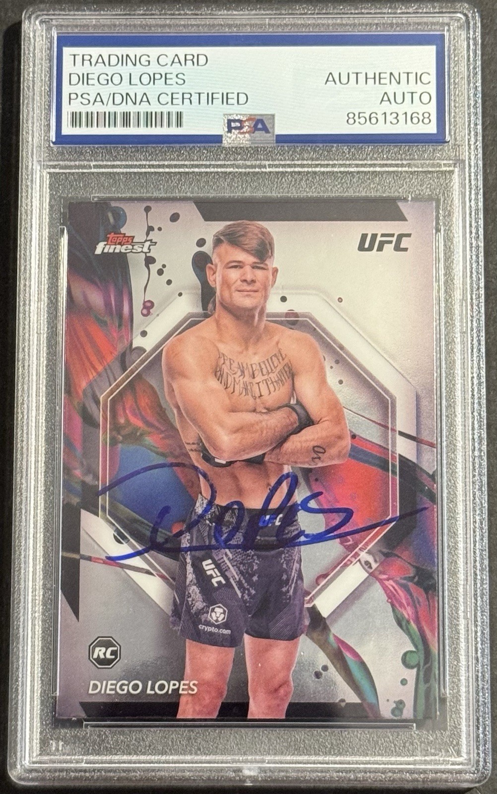 Diego Lopes Signed 2024 Topps Finest UFC Rookie On Card Auto PSA/DNA Slabbed