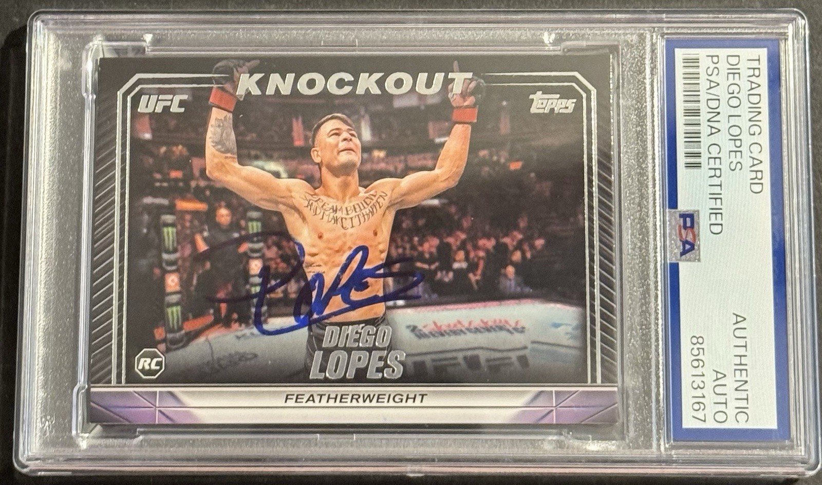 Diego Lopes Signed 2024 Topps Knockout UFC Rookie On Card Auto PSA/DNA Slabbed