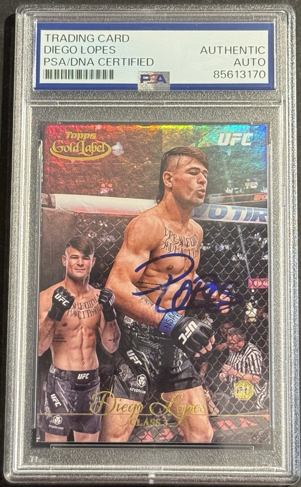 Diego Lopes Signed 2024 Topps Gold Label UFC Rookie On Card Auto PSA/DNA Slabbed