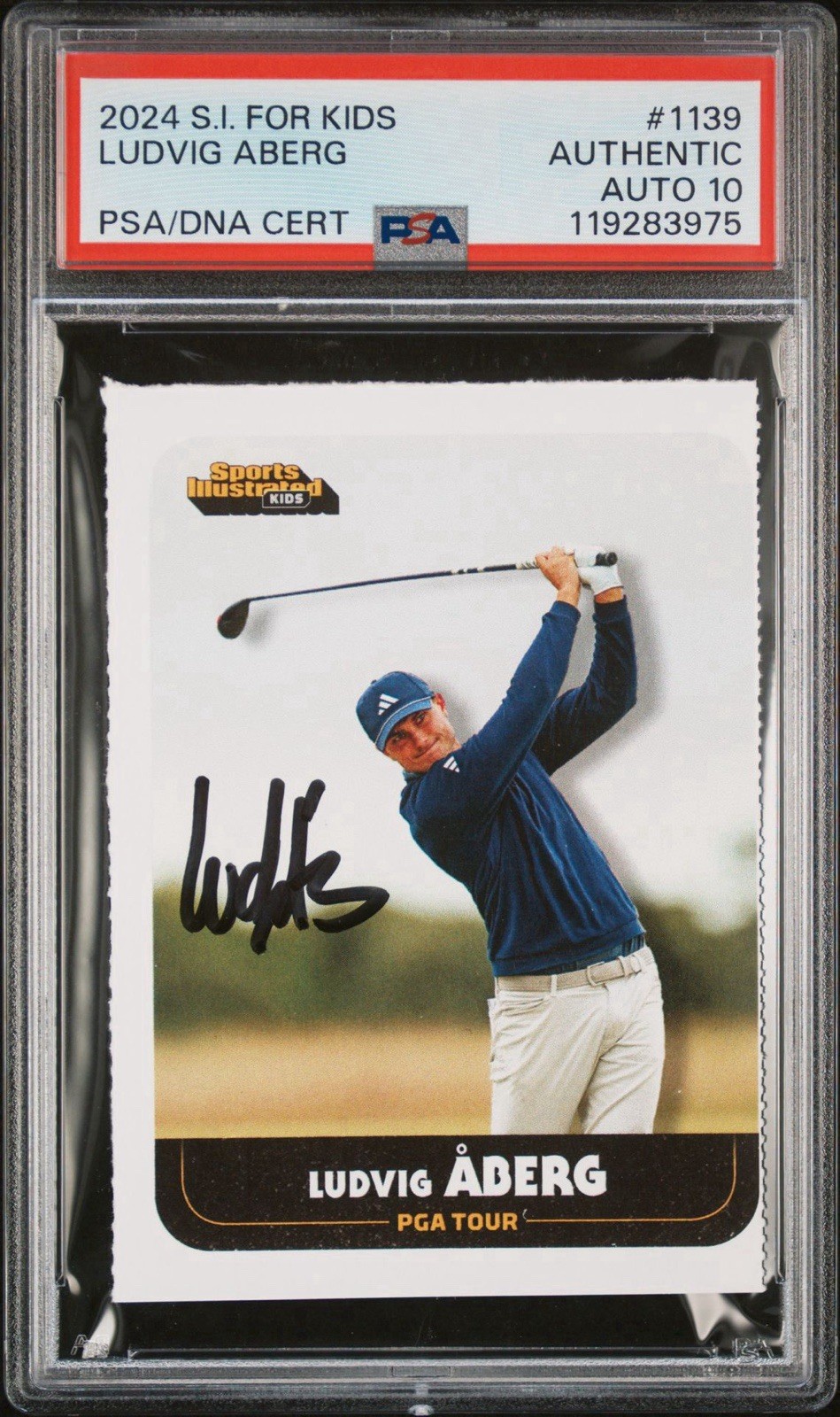 2024 SI For Kids #1139 Ludvig Aberg Signed Golf Rookie Card PSA GEM MT 10 AUTO