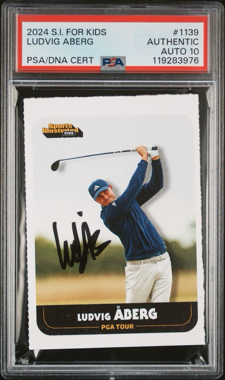 2024 SI For Kids #1139 Ludvig Aberg Signed Golf Rookie Card PSA GEM MT 10 AUTO